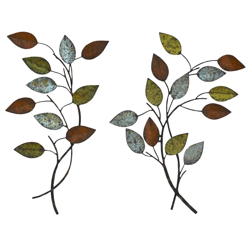 Wall Decor Set: Rustic Botanical Branches with Mottled Finish