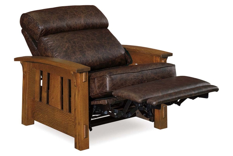 Wall Hugger Recliner Distressed Leather-Like Amber Oak Finish
