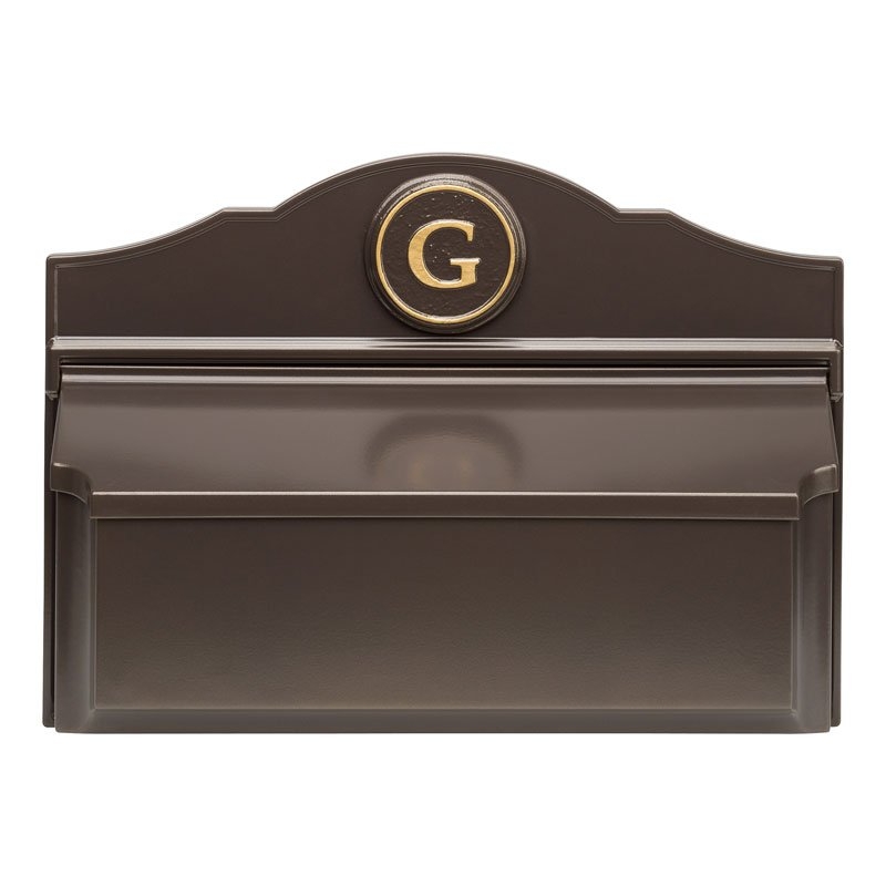 Wall Mount Mailbox in Dark Bronze with Monogrammed Medallion Feature