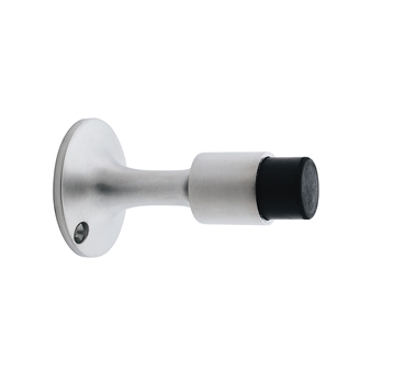 Wall Mounted Door Stop Brushed Metal Black Bumper Tip