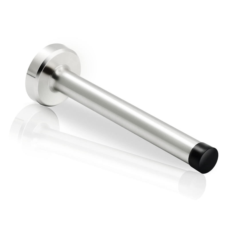 Wall-Mounted Doorstop: Extra Long 10-Inch Stem, Brushed Satin Finish