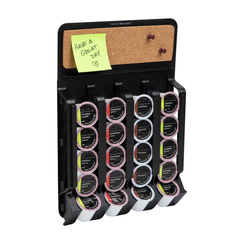 Wall Mounted K-Cup Dispenser with Cork Board Header, Gravity Feed