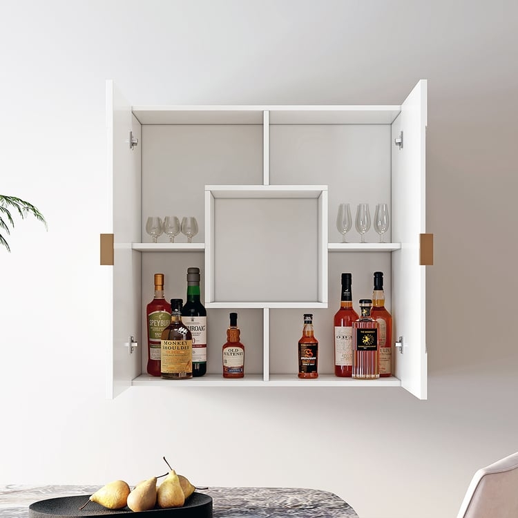 Wall Mounted Storage Matte White Central Niche Geometric Shelving