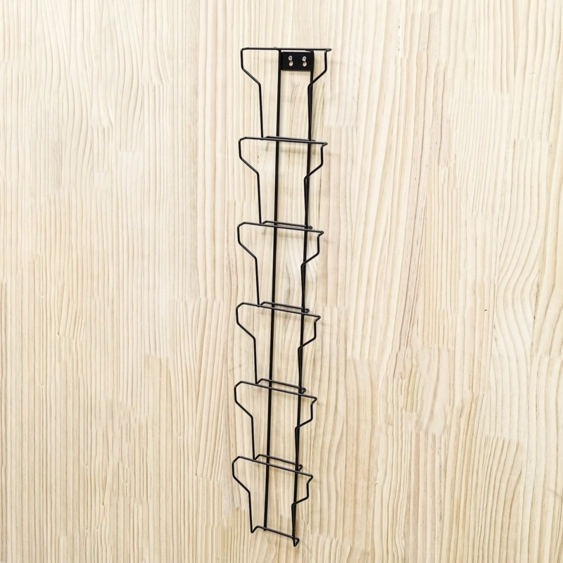 Wall Rack featuring Six Tier Wireframe, Vertical Black Metal Organizer