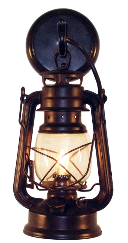 Wall Sconce: Oil Rubbed Bronze Wire Cage Lantern Round Canopy