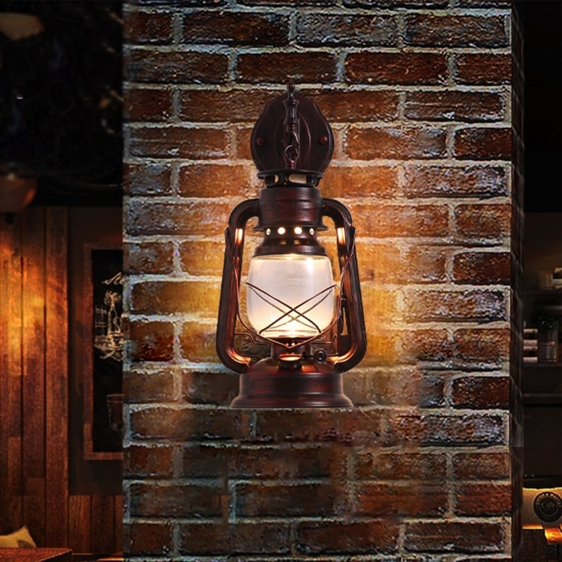 Wall Sconce: Wire Cage Lantern with Top Hook Detail