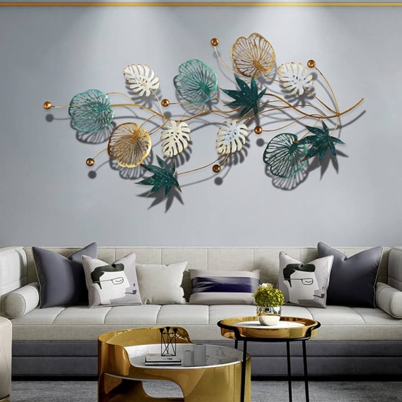 Wall Sculpture Emerald Green Monstera Leaf Botanical Metal Wall Art