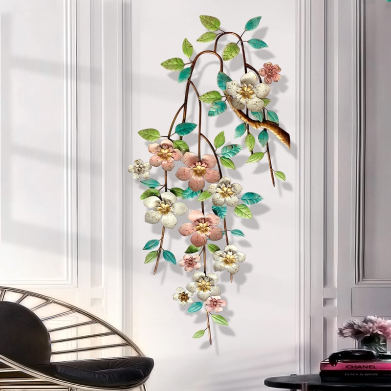 Wall Sculpture Metal Flowers Wall Decor,3D Metal Flower Wall Decor,4 PCS  Garden Wall Decor