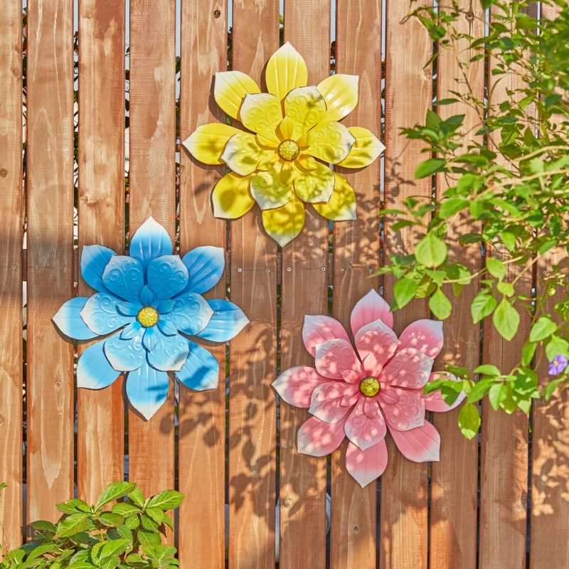 Wall Sculpture Set Embossed Petals Vibrant Palette 3D