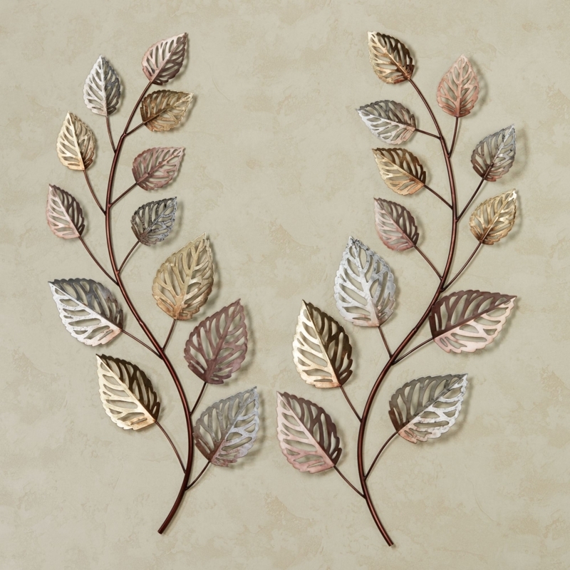 Wall Sculpture Set: Mirrored Curved Branches, Multi-Metallic Finish