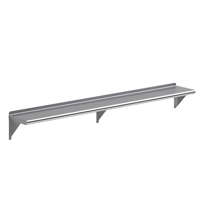 Wall Shelf 72 Inch Long Span Bullnose Edge Rear Backsplash Commercial