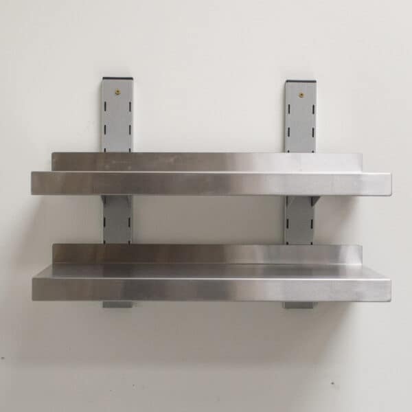 Wall Shelf Double Tier Adjustable Height Rear Backsplash Modular Design