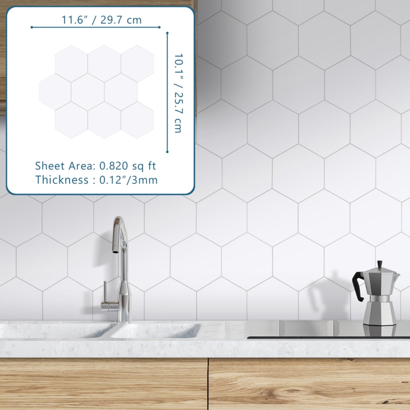 Wall Tile Large Hexagon Peel and Stick, Thin Profile DIY Renovation