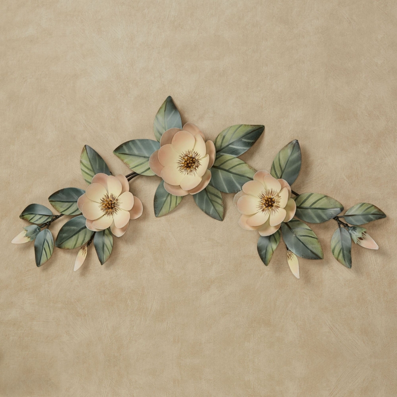 Wall Topper Magnolia Blooms Curved Silhouette Cream