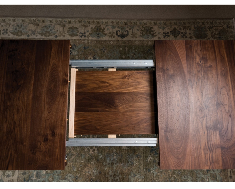 Walnut Extension Dining Table Bookmatched Grain Self Storing Leaf