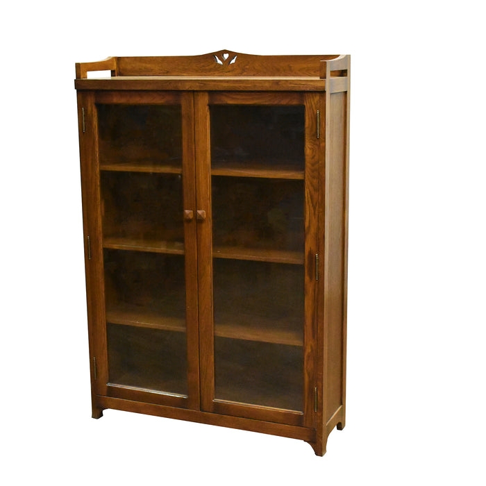 Walnut Mission Curio Cabinet featuring Decorative Heart Cutout