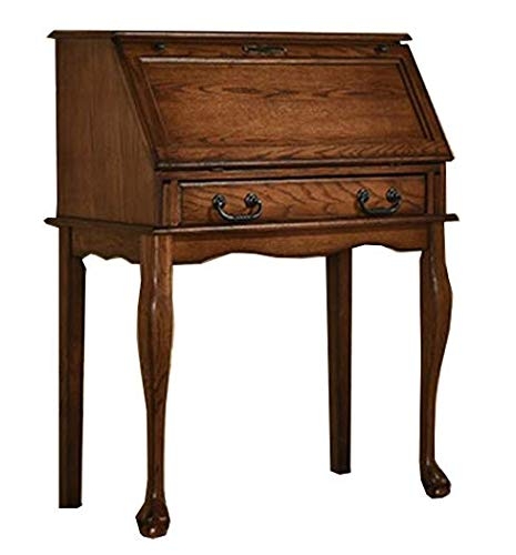 Walnut Secretary Desk: Ball and Claw Feet, Cabriole Legs, Traditional
