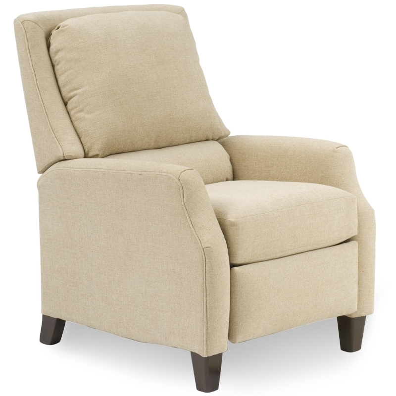 Warm Beige High-Leg Recliner featuring Sloped Arms and High Back
