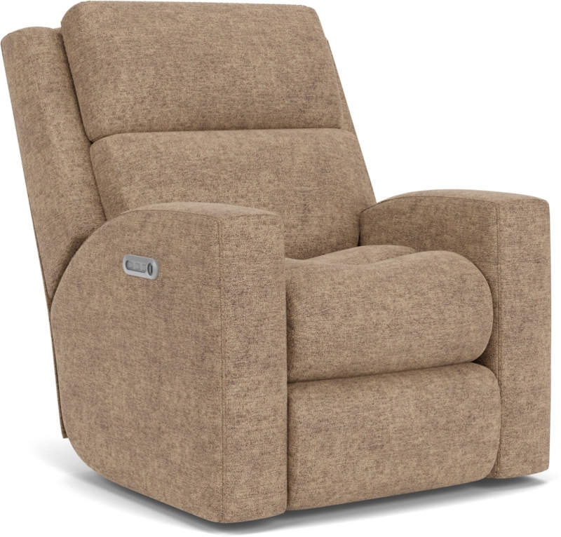 Warm Taupe Fabric Power Recliner with Heathered Texture and USB Port