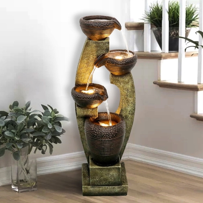 Water Fountain with Four-Basin Design and Sculptural Silhouette