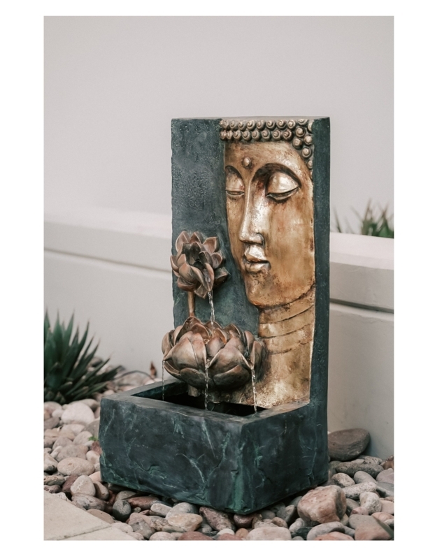 Water Fountain with Tiered Lotus Flow and Buddha Relief Sculpture