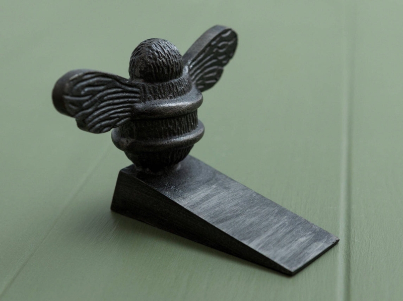 Wedge Door Stop Cast Iron Bumblebee Topper Rustic Farmhouse Decor