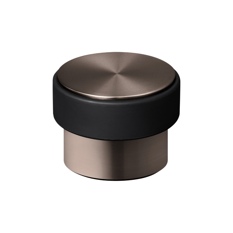 Weighted Floor Doorstop Burnt Metal Radial Brushed Top Industrial