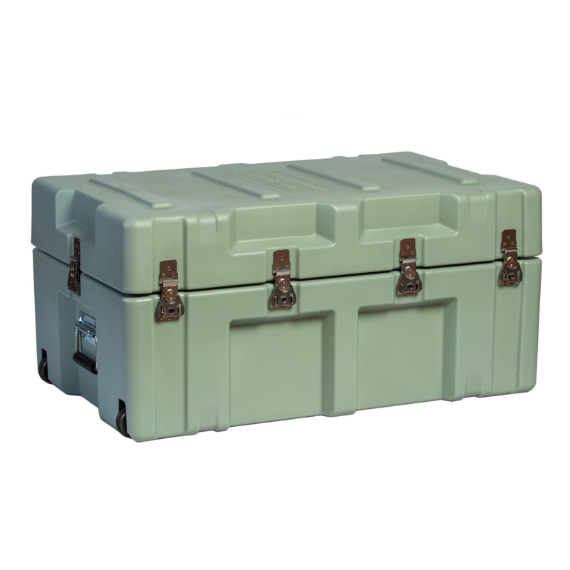 Wheeled Storage Trunk: Sage Green Industrial Utility Box