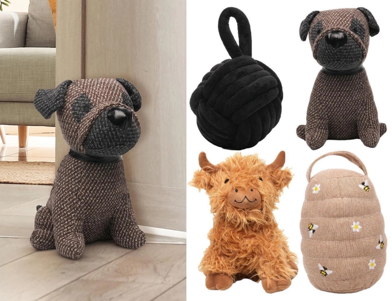 Whimsical Home Accents Fabric Knot Design and Animal Shape Doorstops