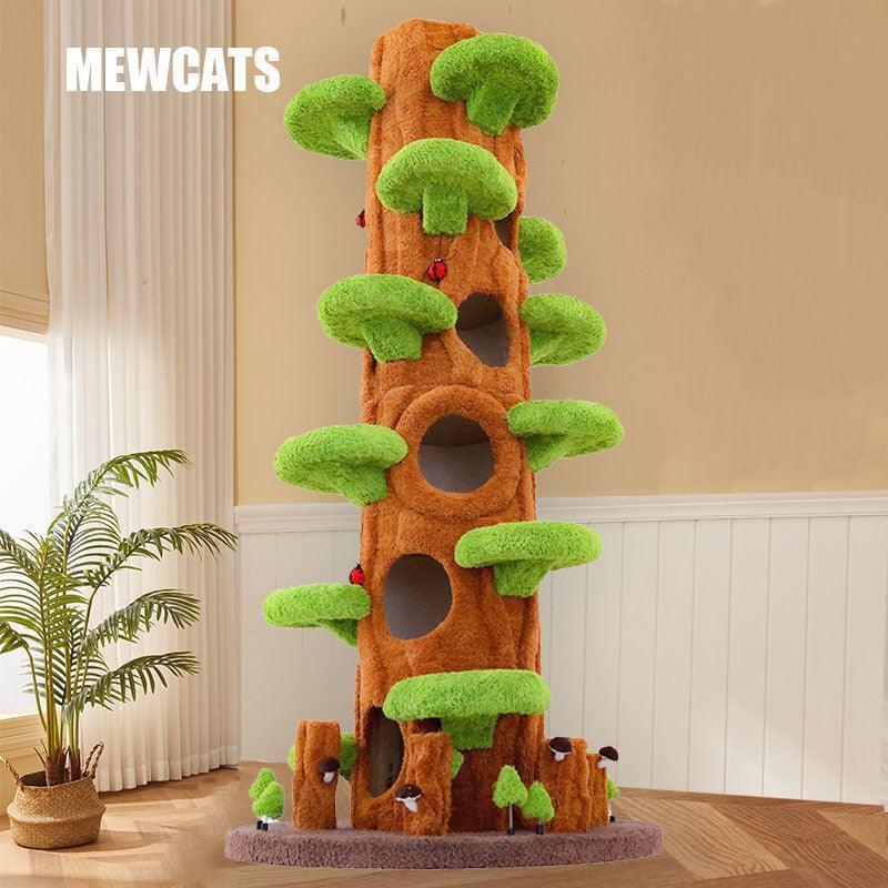 Whimsical Mushroom Cat Tree Tall Woodland Climbing Frame Hideouts