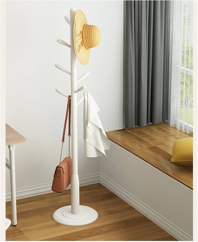 White Coat Tree: Staggered Branches, Matte White Finish, Scandinavian Style
