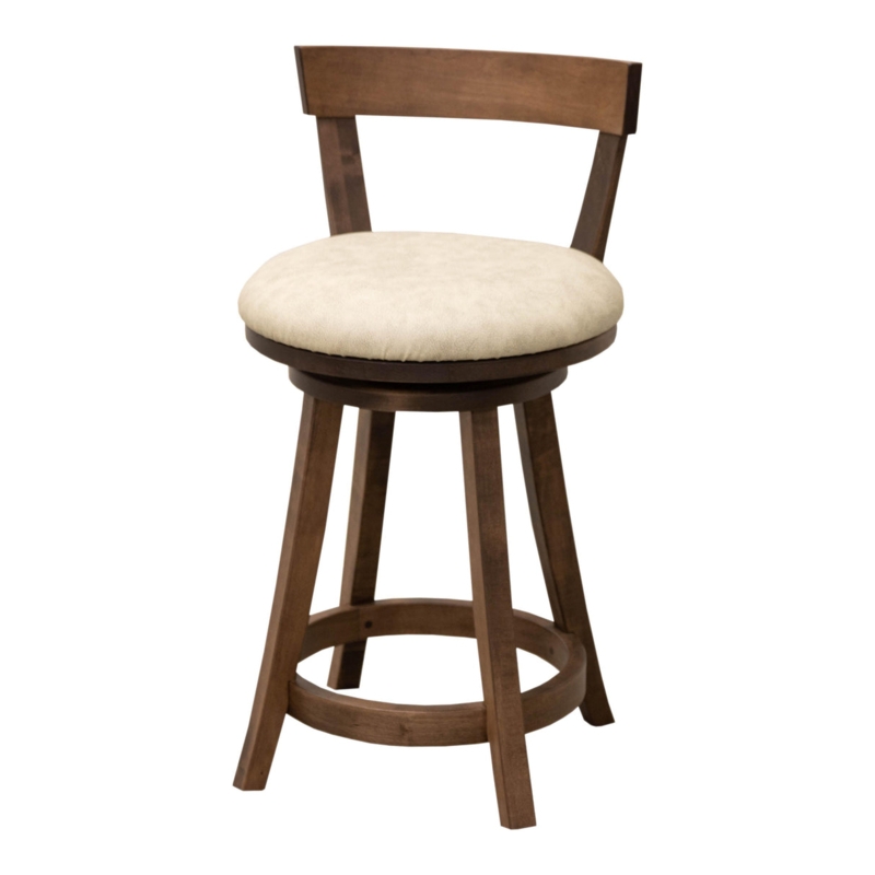 White Faux Leather Swivel Bar Stool with Circular Footrest Ring