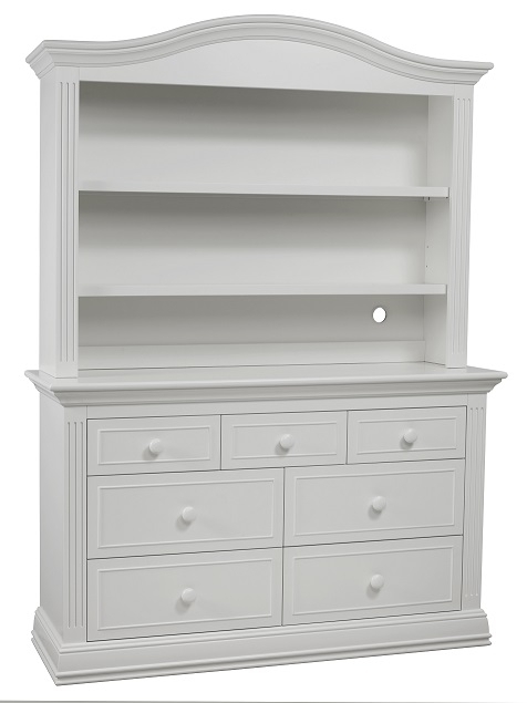 White Hutch and Dresser Set with Recessed Panels
