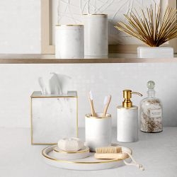White Marble and Brass Bath Collection | Williams Sonoma