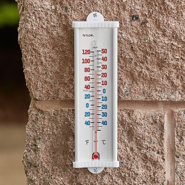 White Utility Wall Thermometer Dual Scale Weather Monitoring Tool 8 Inch