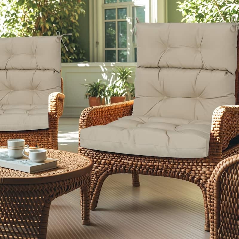 Wicker Chair Pad: Cream Beige Tufted Upholstery for Wicker Chairs