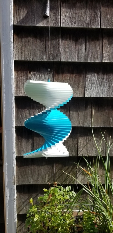 Wind Spinner Aqua White Palette Helical Spiral Tiered Coastal Kinetic
