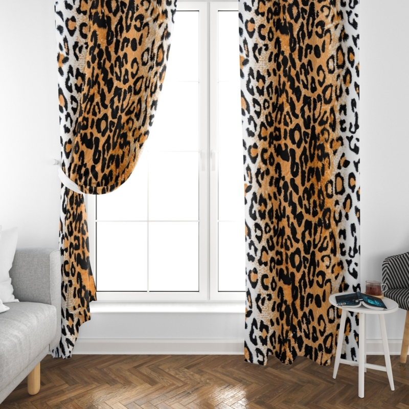 Window Curtains: Honey Gold Leopard Pattern with Tie Back Feature