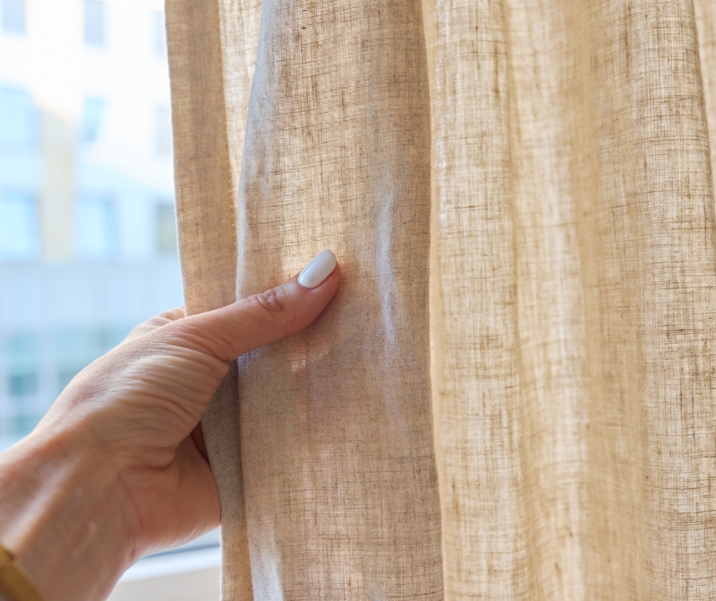Window Curtains Slubbed Texture Semi Sheer Warm Beige Light Filtering