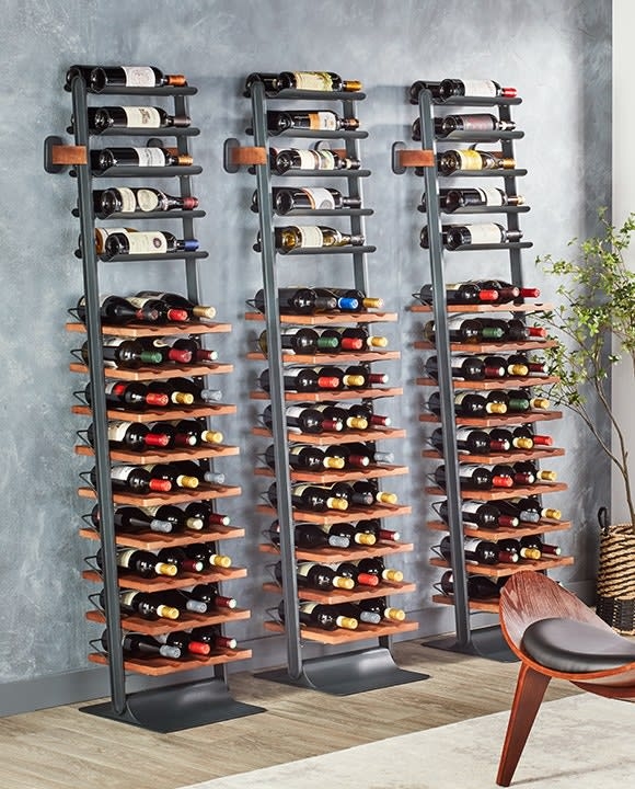 Wine Rack Industrial Modern Leaning Wall Mounted Design