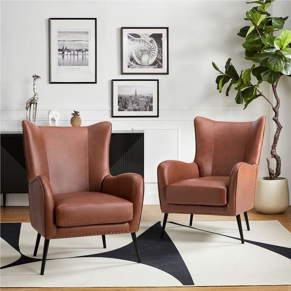 Wingback Accent Chairs featuring Studded Nailhead Trim