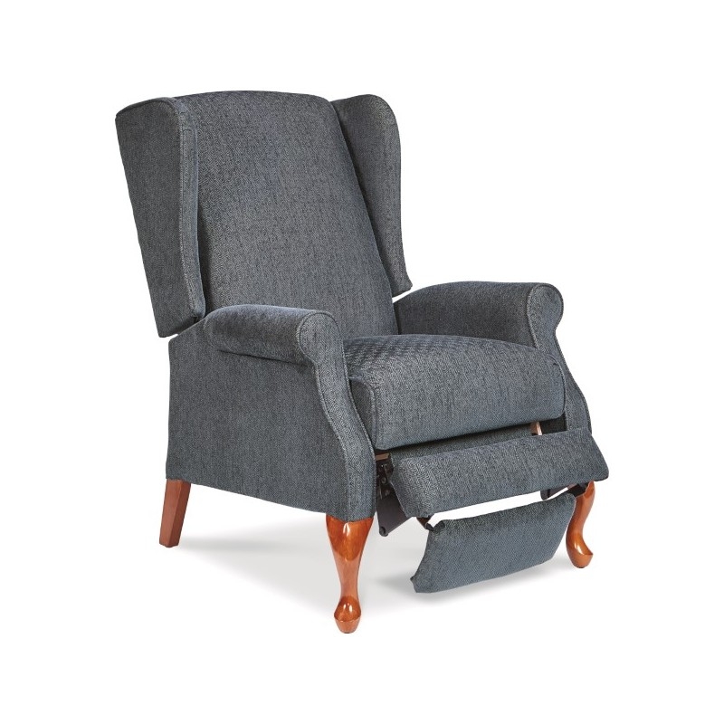 Wingback High-Leg Recliner in Charcoal Grey Textured Weave