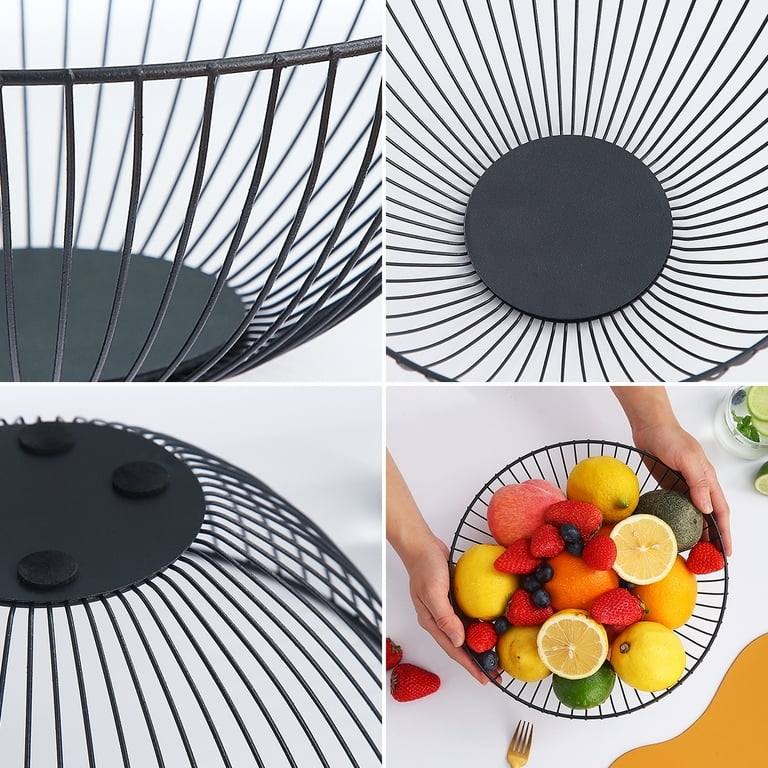 Wire Fruit Basket Solid Disc Base Anti Slip Pads Minimalist