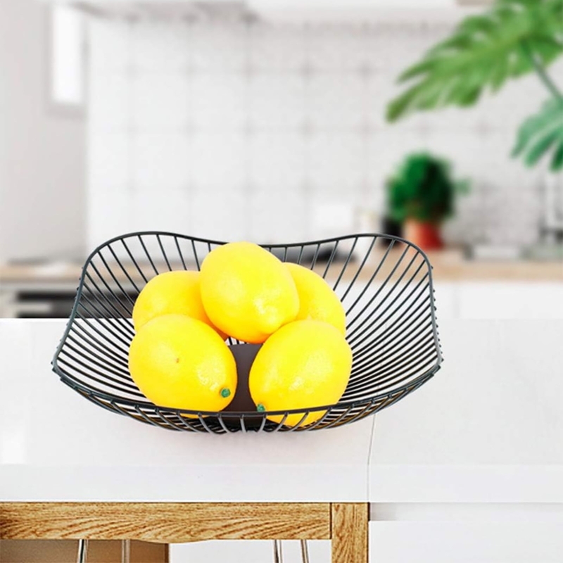 Wire Fruit Bowl Undulating Rim Open Weave Scandi Style