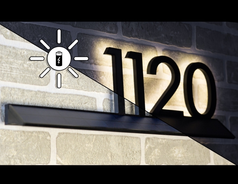 Wireless Solar Backlit House Numbers, Floating Exterior Sign