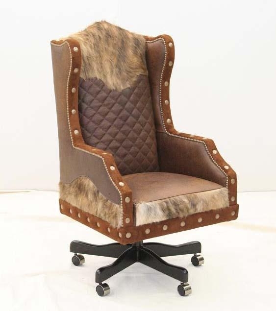 Wolf Accent Western Office Chair - Old Hickory Tannery  Santa Fe Ranch