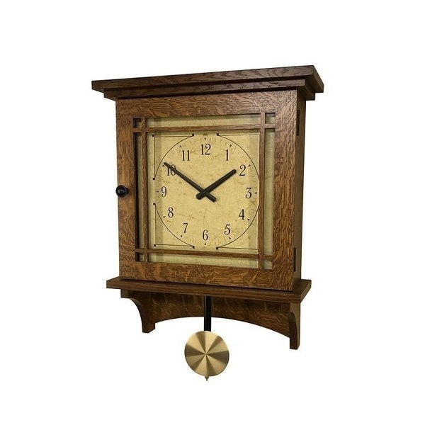 Wood Cabinet Wall Clock with Pendulum and Spade Hands