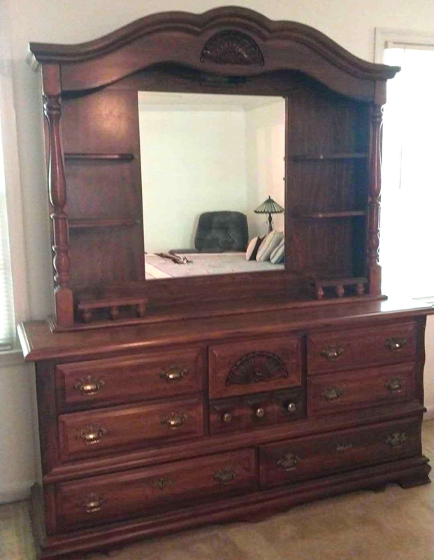 Wooden-Dresser-and-Hutch-with-Mirror-By-Lea