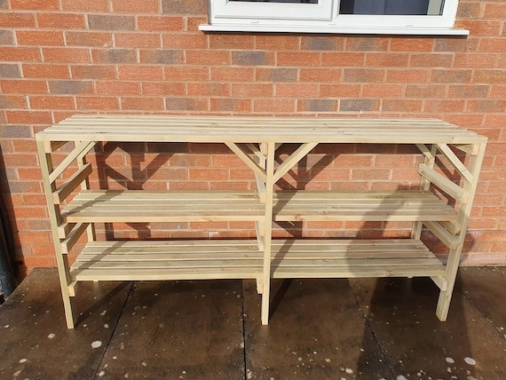 Wooden Greenhouse Staging potting bench - Very Solid - 3 Tier