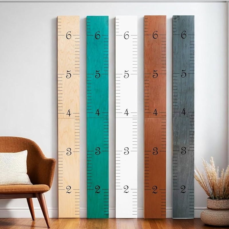 Wooden Growth Chart Plank with Oversized Numbers, Modern Farmhouse Style
